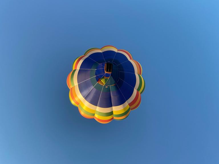 Hot air balloon in flight at Bucks Airport